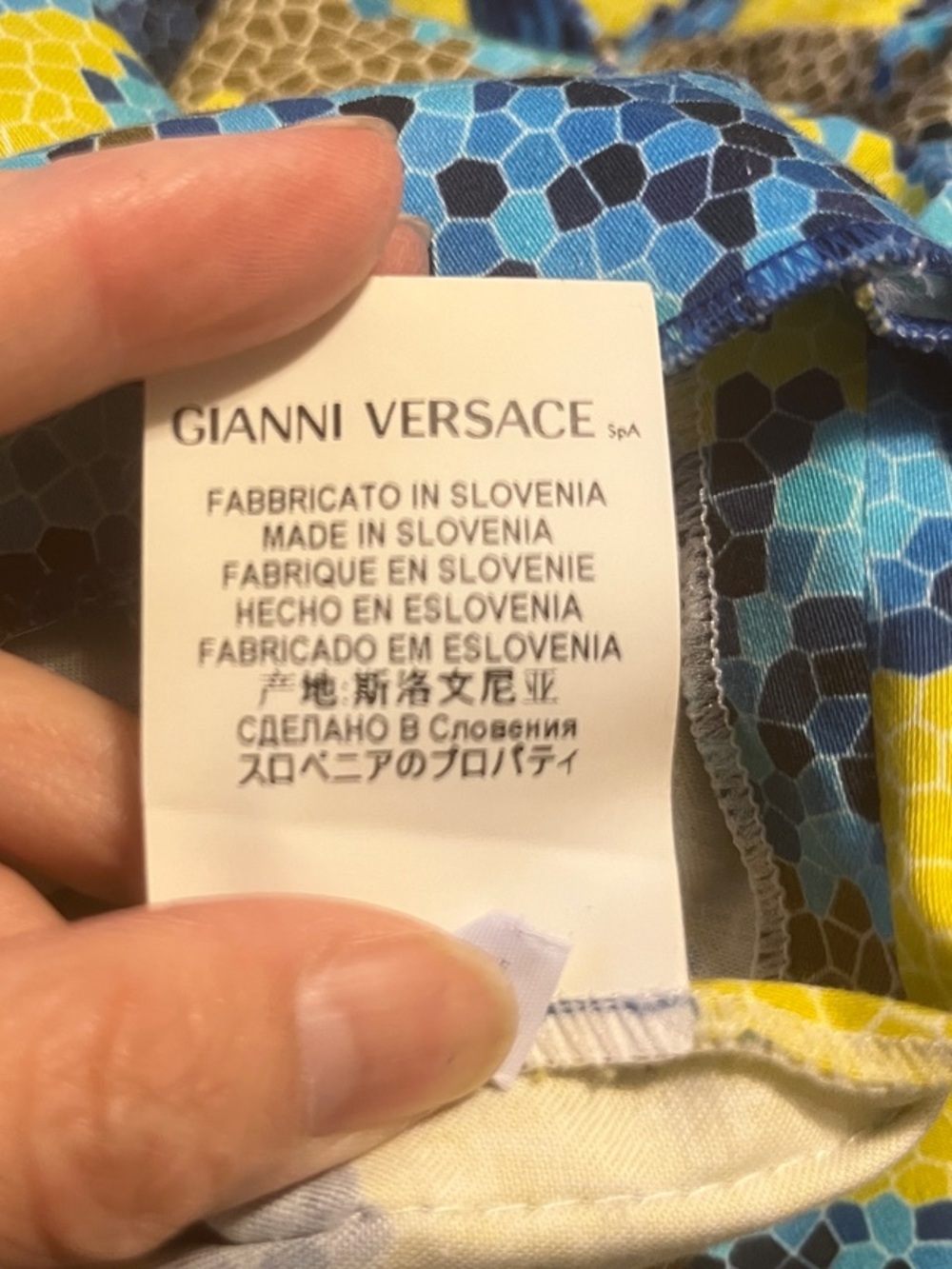 Versace Collection Mosaic Yellow,Blue and Brown Square-Neck Midi Dress - Picture 11 of 15